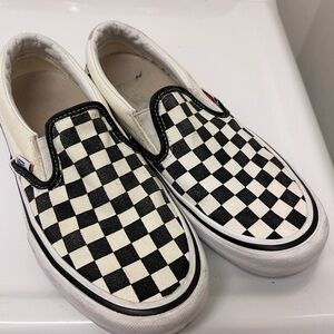 Vans Black and White Checkered Slip-On Sneakers